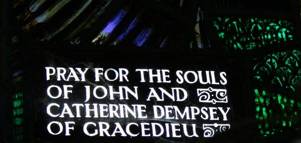 Stained-glass window commemorating John And Grace Dempsey Lusk